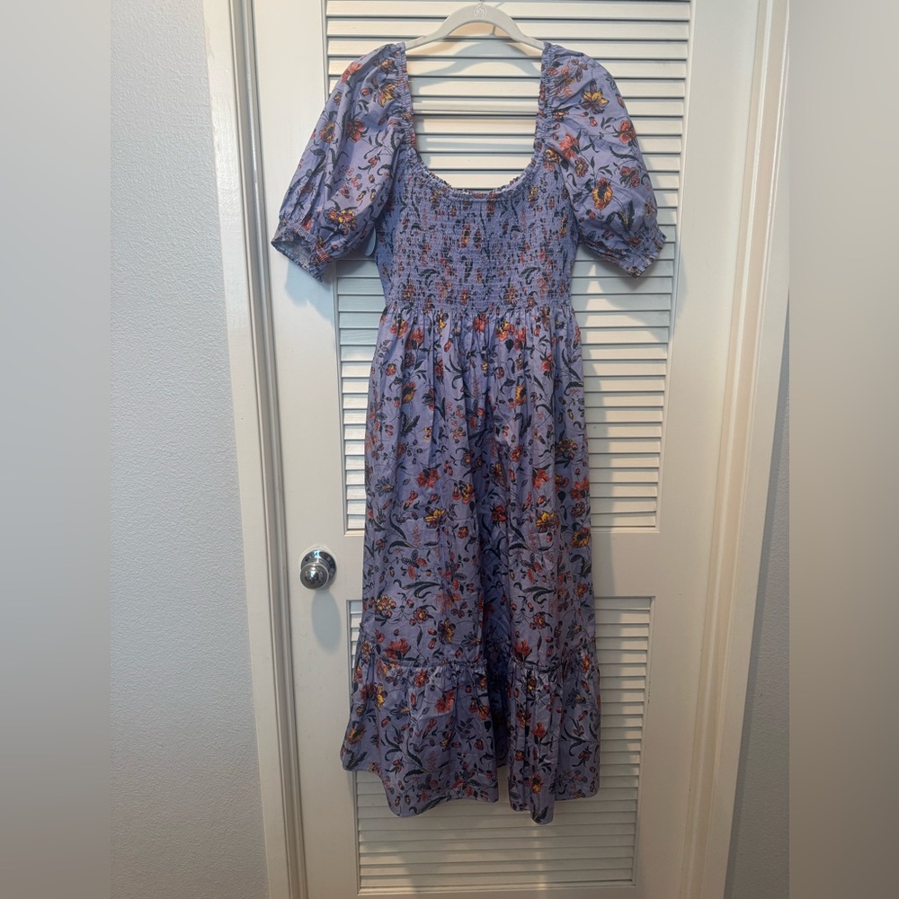 Hill House Blue and Orange Floral Midi Dress - Picture 6 of 9
